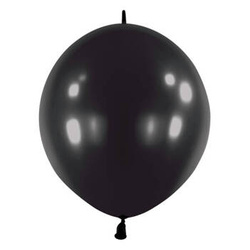 Balony E-Link Czarne metaliczne z łącznikiem, 30cm, 50 szt.