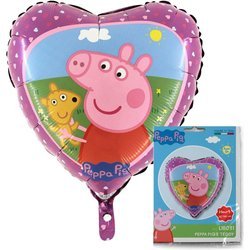 Balon Foliowy Serce Świnka Peppa różowa, 46cm