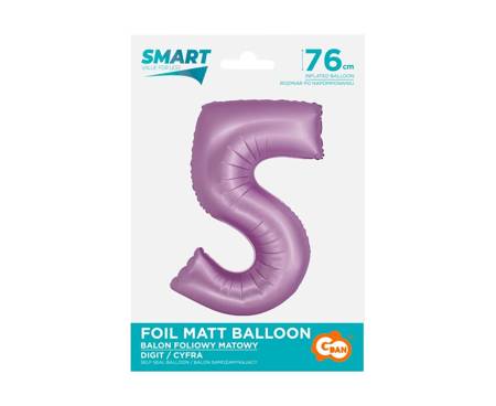 Balon Foliowy Cyfra 5 fioletowa matowa Smart, 76cm