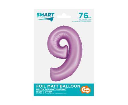 Balon Foliowy Cyfra 9 fioletowa matowa Smart, 76cm