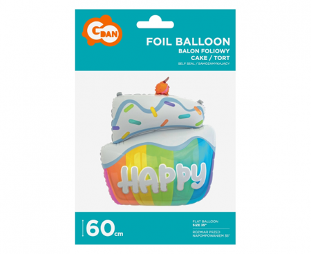 Balon Foliowy, Tort HAPPY Birthday 46 cm, urodzinowy
