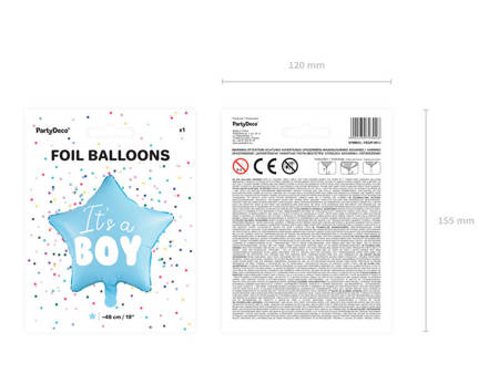 Balon foliowy Gwiazdka Niebieska - It's a boy, 48cm