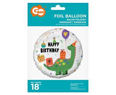 Balon foliowy Happy Birthday Dinozaur, 45 cm