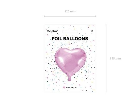 Balon foliowy Serce Jasny Róż, 45cm