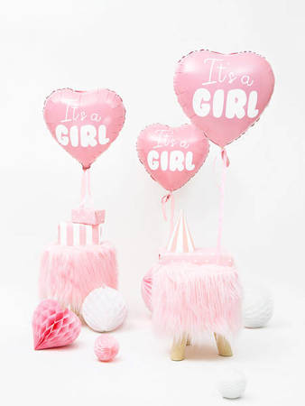 Balon foliowy Serce Różowe - It's a girl, 45cm