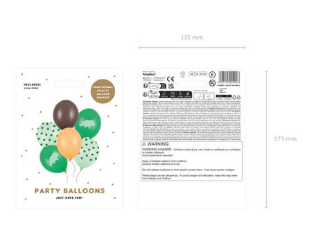 Balony 30 cm, Dinozaur, mix, 6 szt.