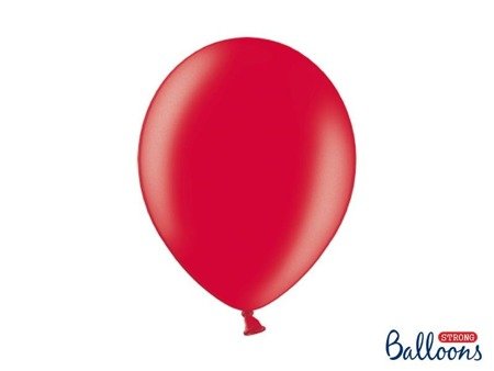 Balony Strong, Metaliczne Czerwone, 30cm, 10 szt.