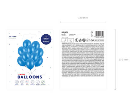 Balony Strong, Metaliczne Granatowe Niebieskie 30cm, 10 szt.