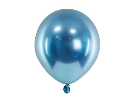 Balony lateksowe Glossy, Chrome, Niebieskie, 12cm, 50 szt.