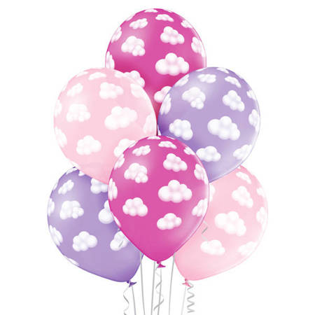 Balony lateksowe Różowe chmurki 30 cm, 6 szt