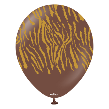 Balony lateksowe Safari Tiger Chocolate Brown, tygrys, brązowy, 30 cm, 25 szt.