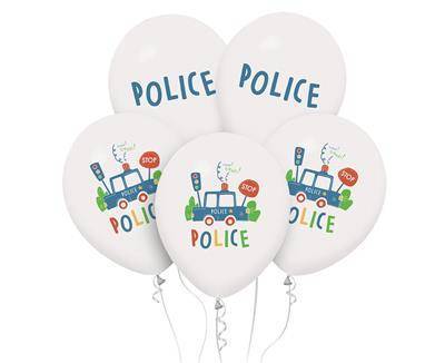 Balony lateksowe policja 5 szt 30 cm