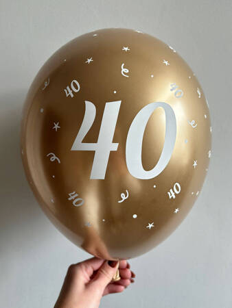 Balony urodzinowe złote "40", 30cm, 50 szt.