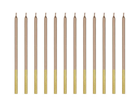 Świeczki urodzinowe gładkie, różowe złoto, 14 cm