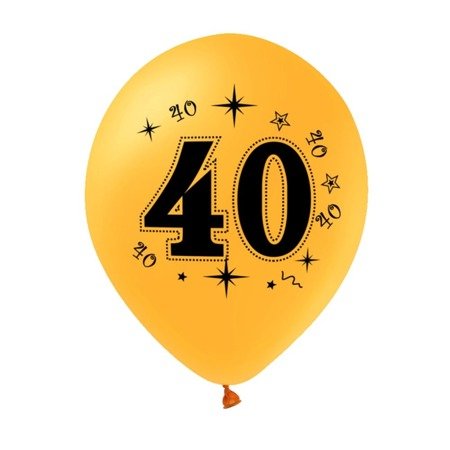 Zestaw balonów na 40 urodziny, czarno-złote, 30cm, 10szt.