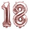 Balony Foliowe Cyfry 18 Urodziny Rose Gold 35cm, Zestaw na Osiemnastkę