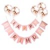 Girlanda urodzinowa Happy Birthday Różowa, złoty napis, 16cm